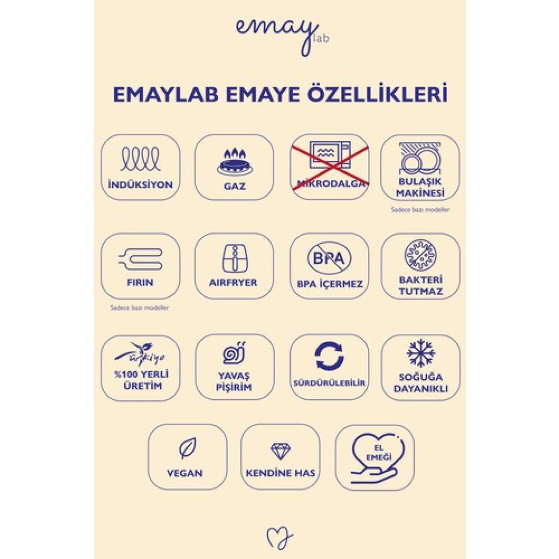 Emaylab Mood Ahşap Detaylı Emaye Yoğurt Tenceresi/ Çok Amaçlı Bakraç (20CM-3 Litre)