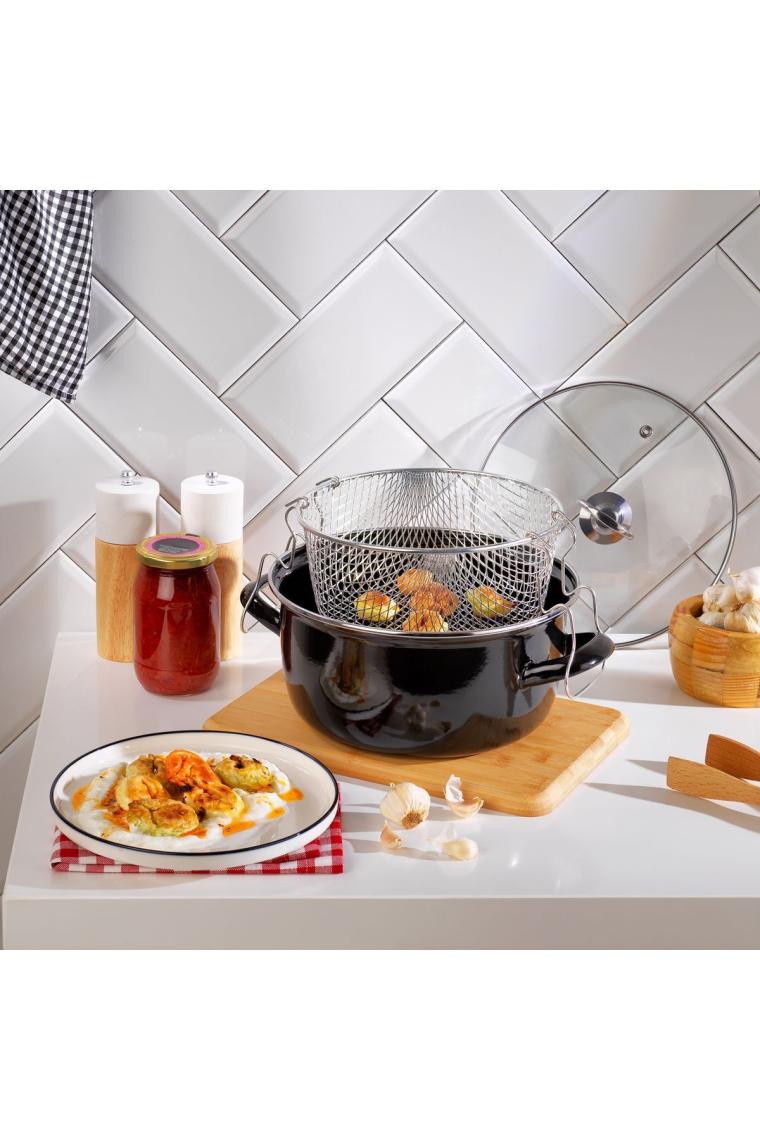 Schafer Fry Çıtır Kızartma Tenceresi 22 Cm-3 Parça-Siyah