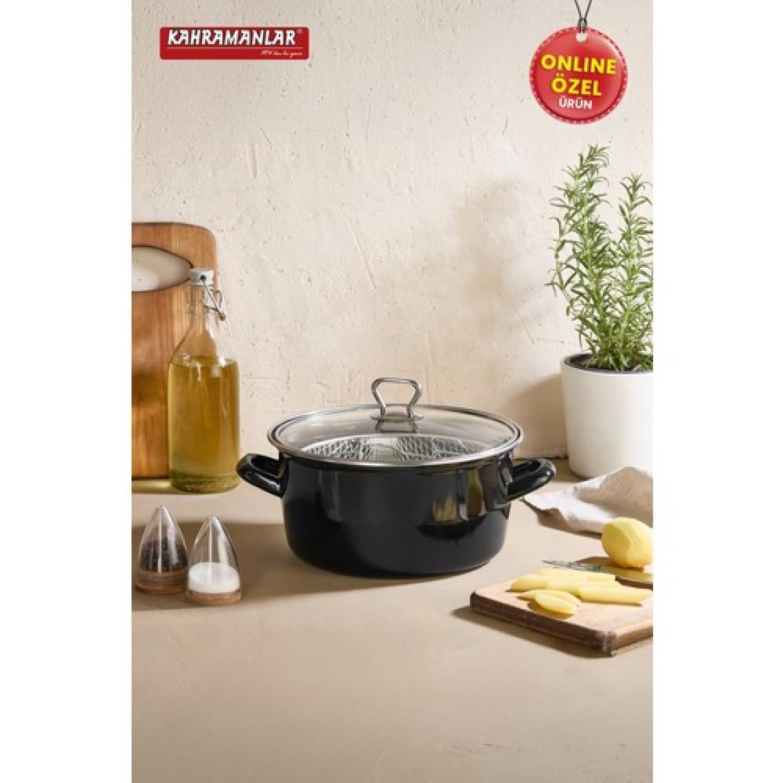 Kahramanlar Cips Chef 22 Cm Emaye Kızartma Tenceresi