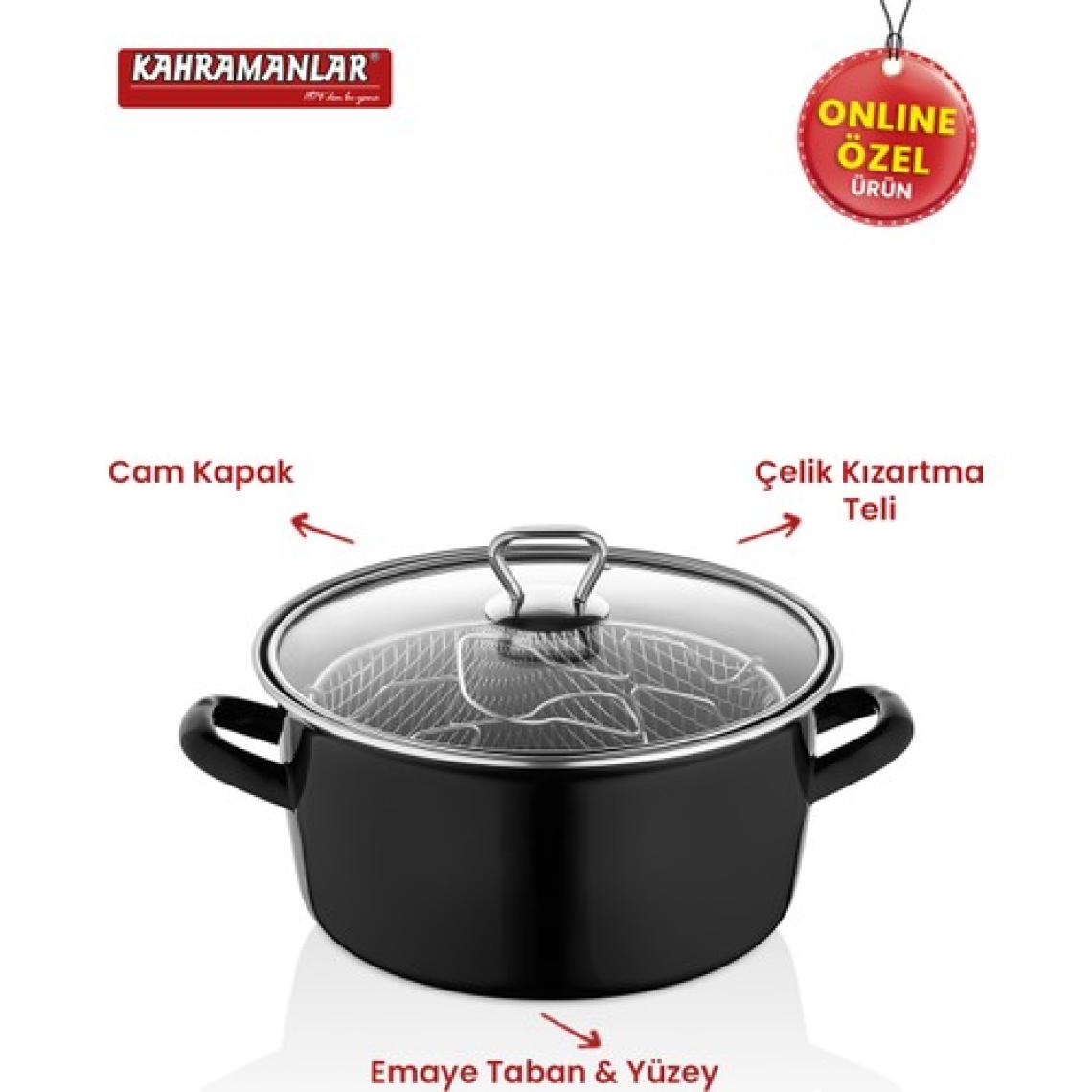 Kahramanlar Cips Chef 22 Cm Emaye Kızartma Tenceresi