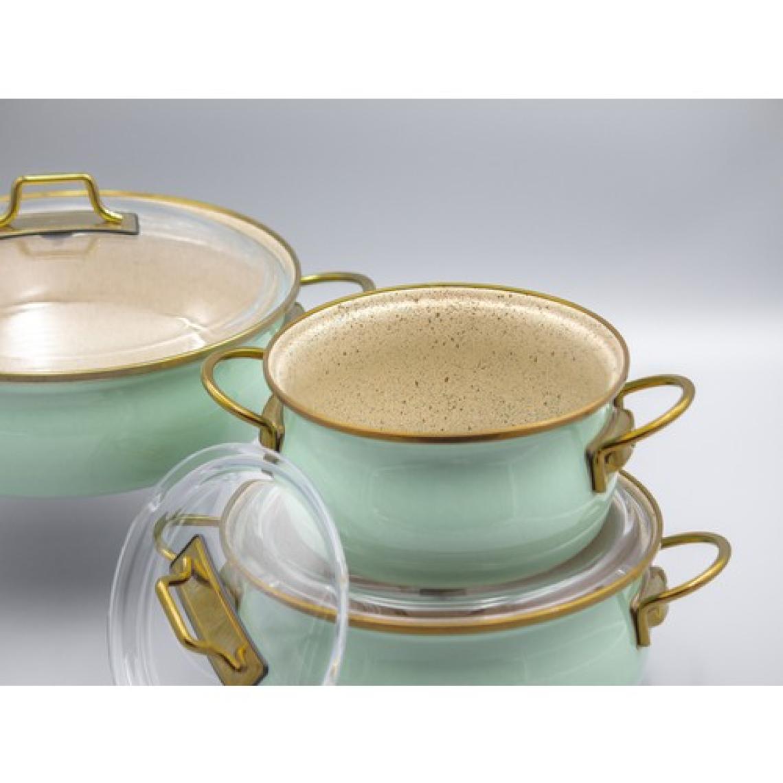 Bonera Vintage Emaye Güveç 8 Parça Tencere Seti Su Yeşili