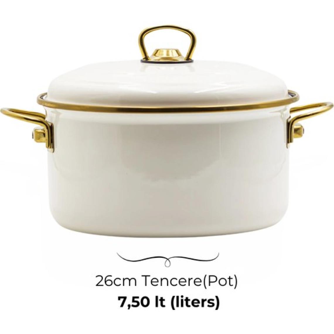 Bonera 26cm Krem Emaye Deri̇n Tencere