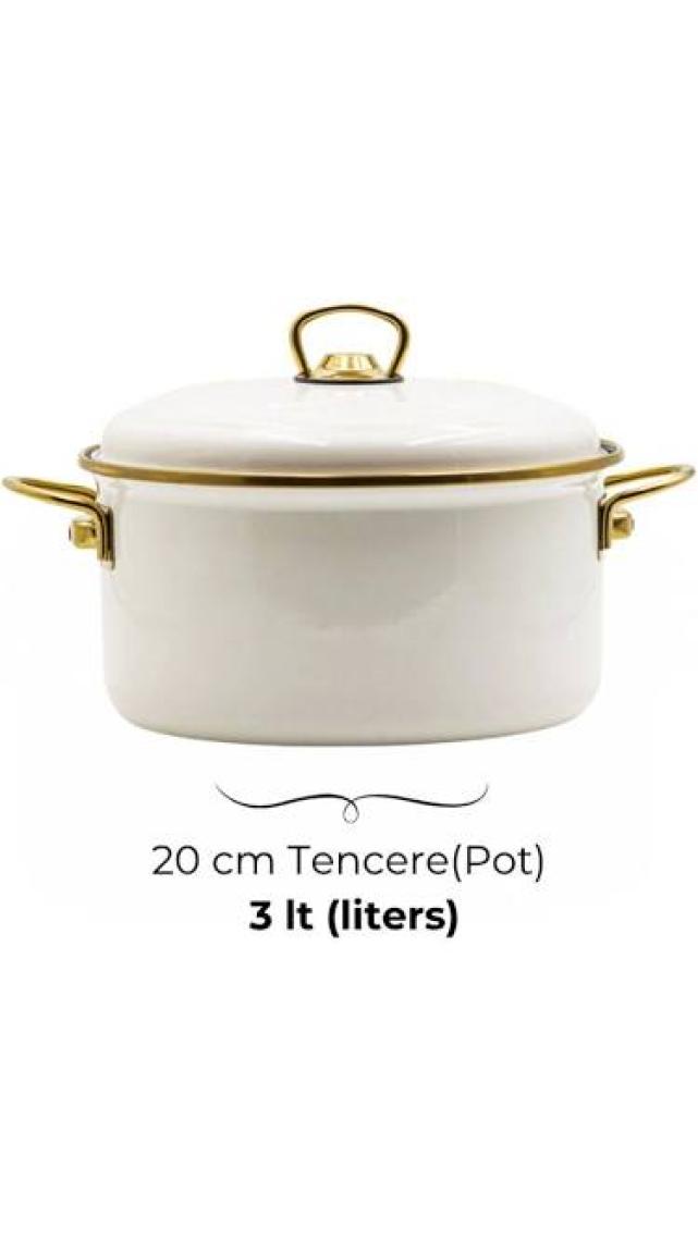 Bonera 20cm Krem Emaye Deri̇n Tencere