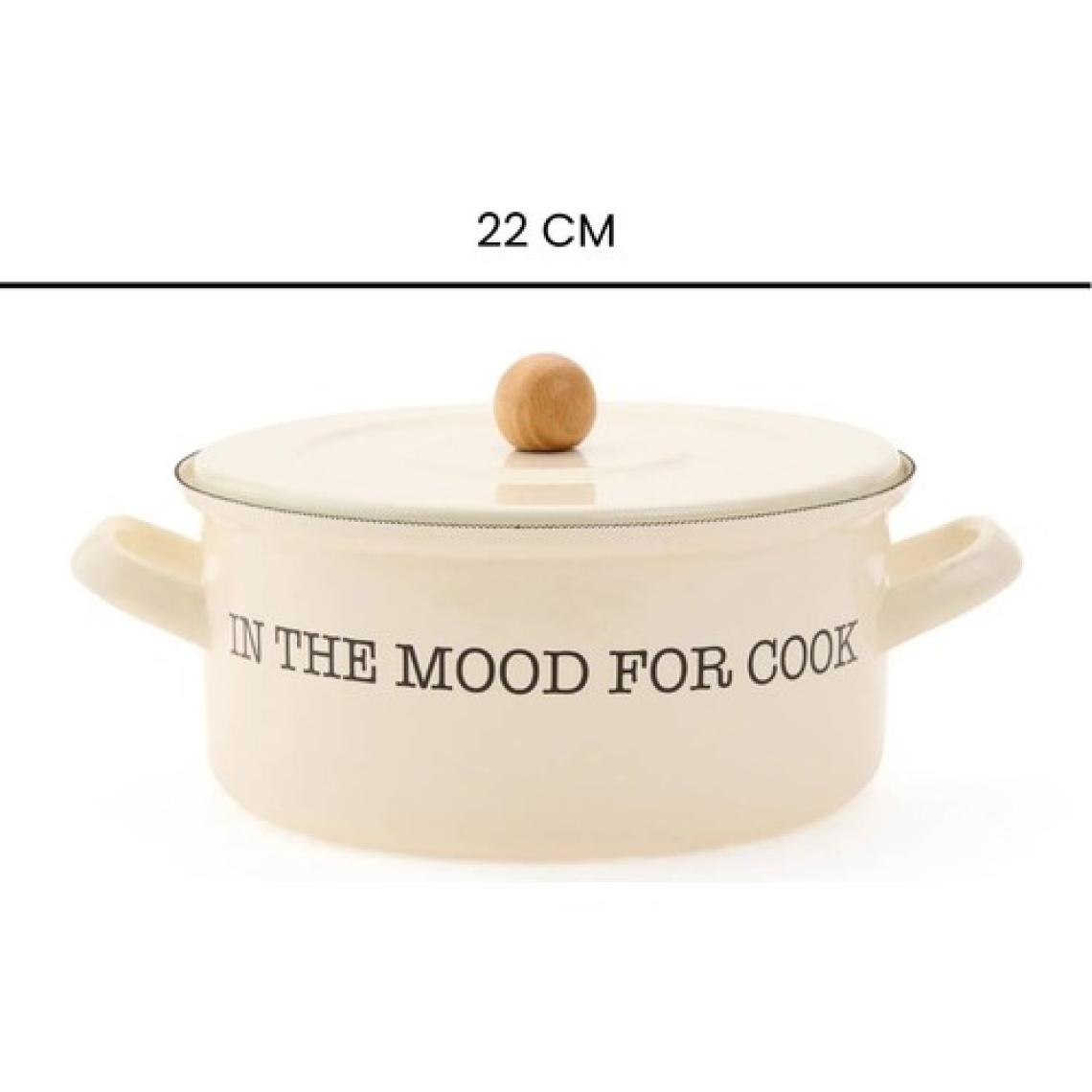 Mien Emaye Kısa Tencere - Krem - 22 cm