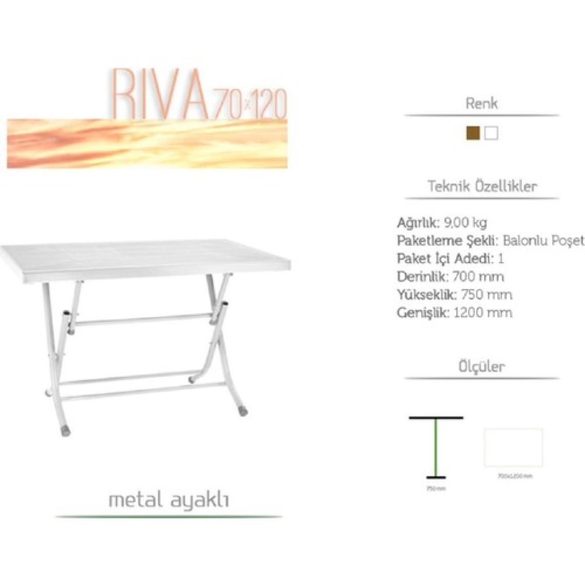 Gardelia 70*120 Metal Ayaklı Plastik Katlanır Masa (Beyaz)