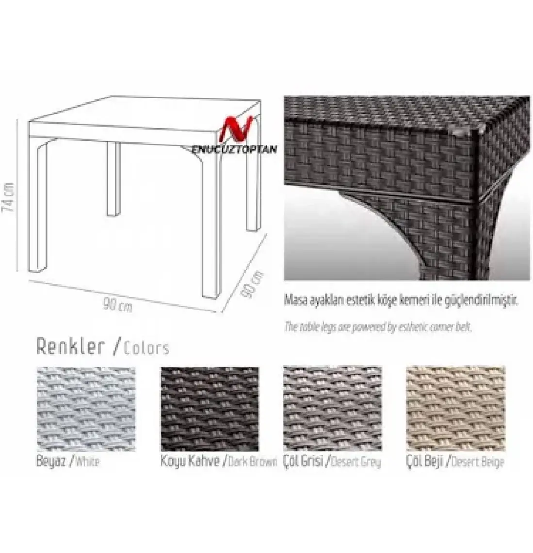 Holiday 90x90 Comfort Rattan Masa | Bahçe & Balkon Masası