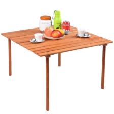 Mavi Trend Ahşap Katlanır Rulo Masa Kamp Outdoor Bahçe Araç Araba Masası Çantalı 60X57