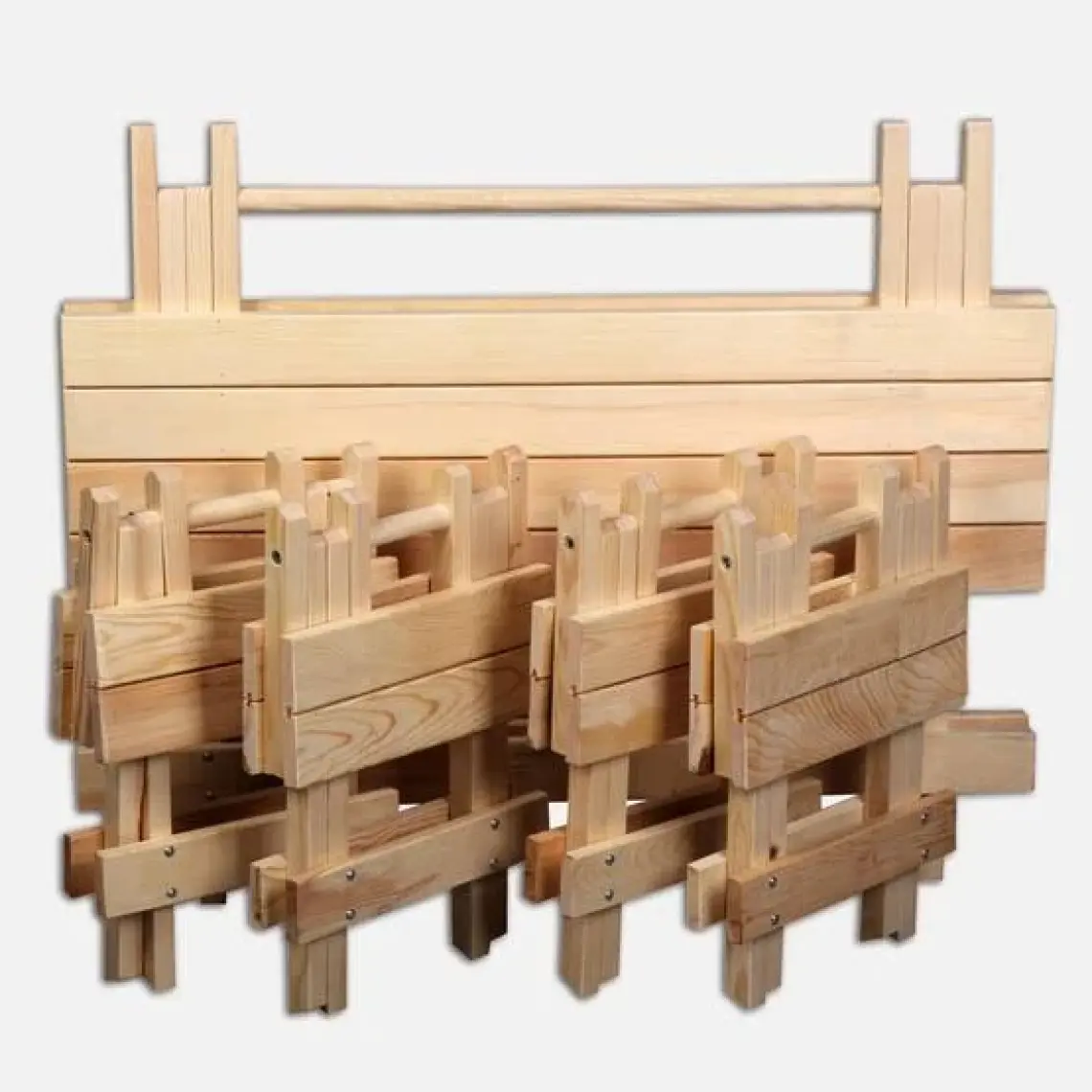 Katlanır piknik masası Doğal çam ağacı 60x90 Cm
