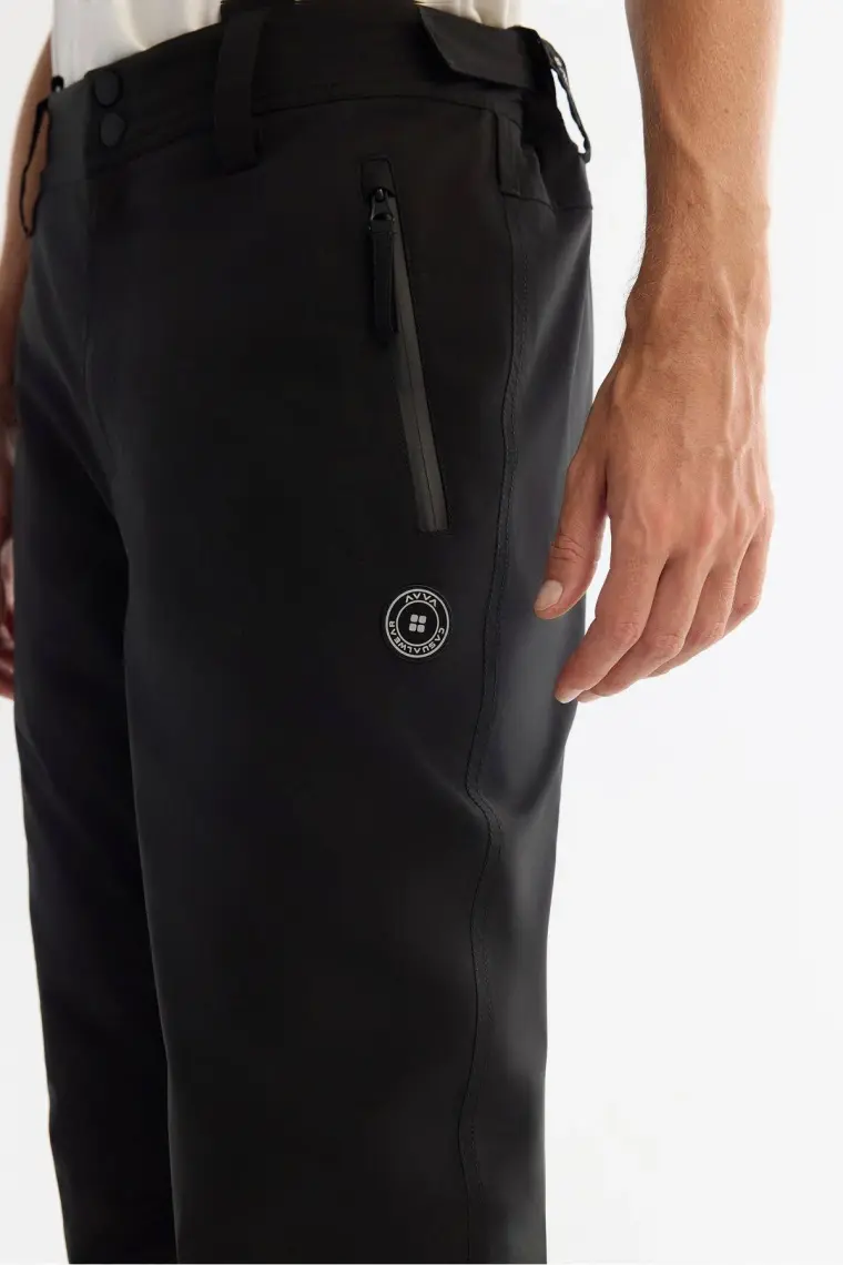 Avva Erkek Siyah Comfort Fit Su İtici Rüzgar Geçirmez Paçası Çıtçıtlı Beli Ayarlanabilir Kayak Pantolonu A42Y3125