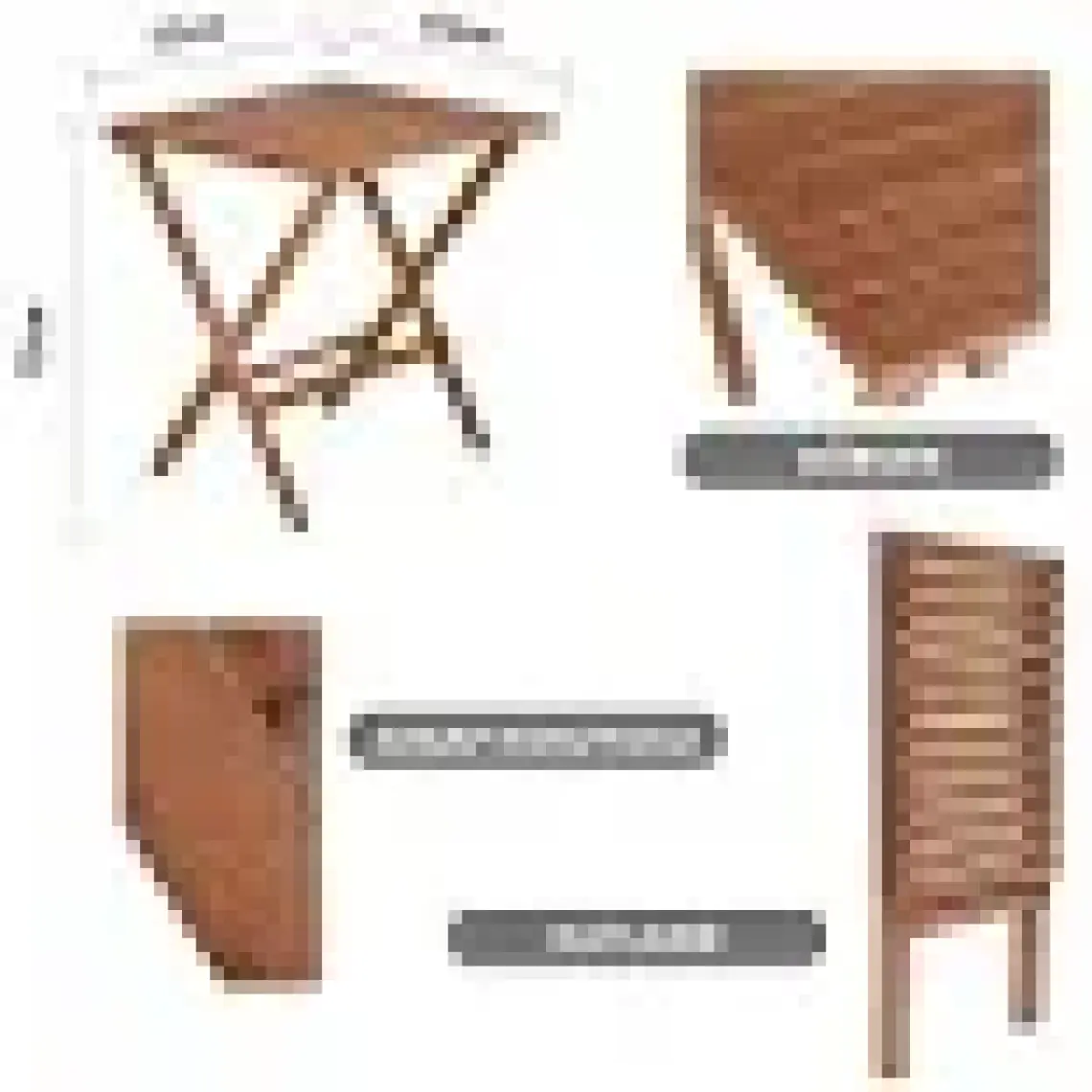 Bysay Ahşap Katlanır Minderli 3 Lü Bistro Set Mutfak Balkon Bahçe Masa Sandalye Seti (Ceviz-Gri)