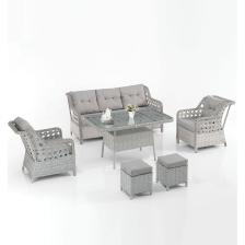 EVDEMO Eren Rattan Puflu Bahçe Balkon Takımı 3+1+1 Gri