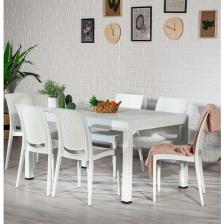 Mobetto Rattan Large Bahçe&balkon Masa Takımı  Beyaz