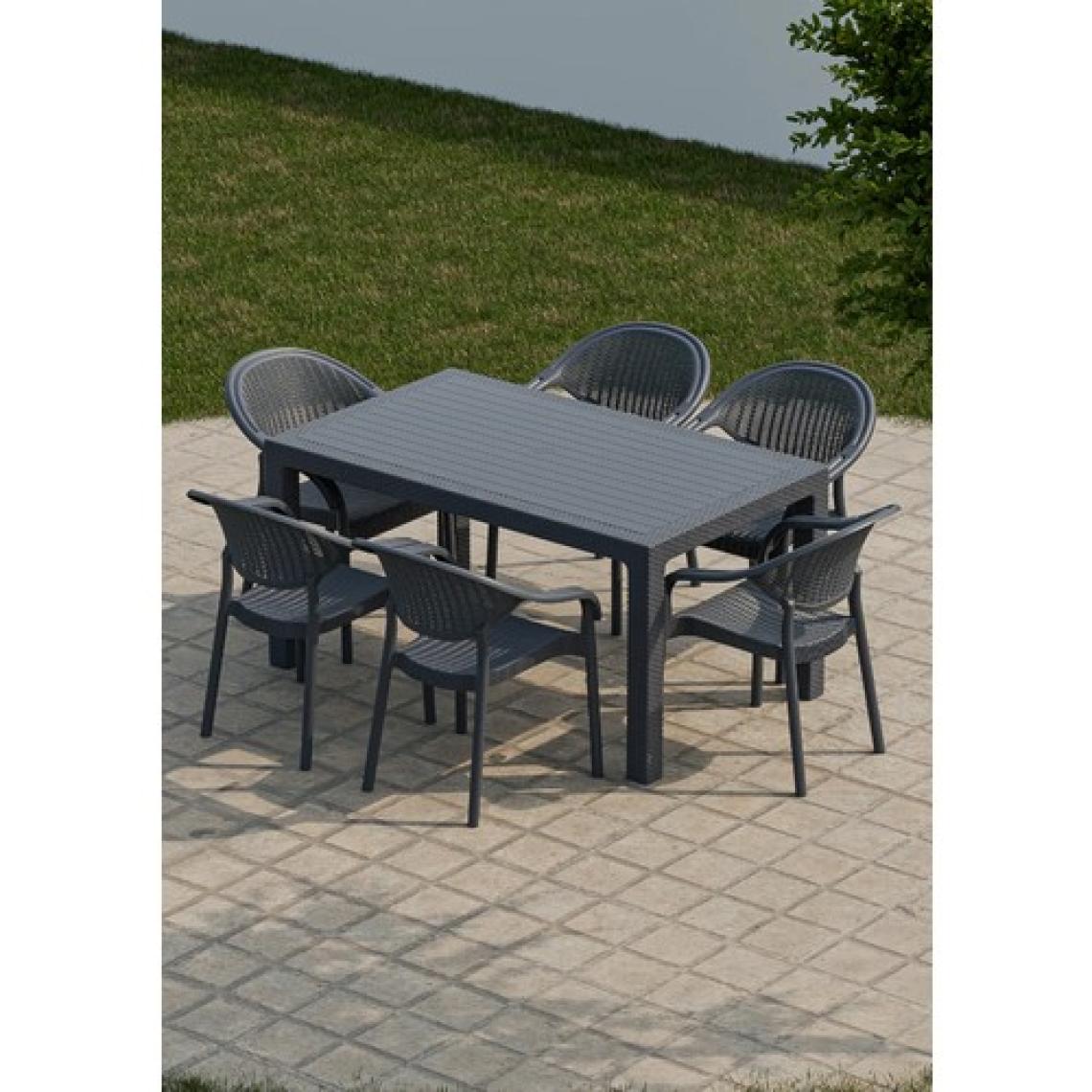 Çavdar Group 90X150 cm Rattan 6 Kişilik Masa Takımı Camsız Bambu Sandalye Bahçe Teras Takımı Oturma Grubu