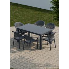 Çavdar Group 90X150 cm Rattan 6 Kişilik Masa Takımı Camsız Bambu Sandalye Bahçe Teras Takımı Oturma Grubu