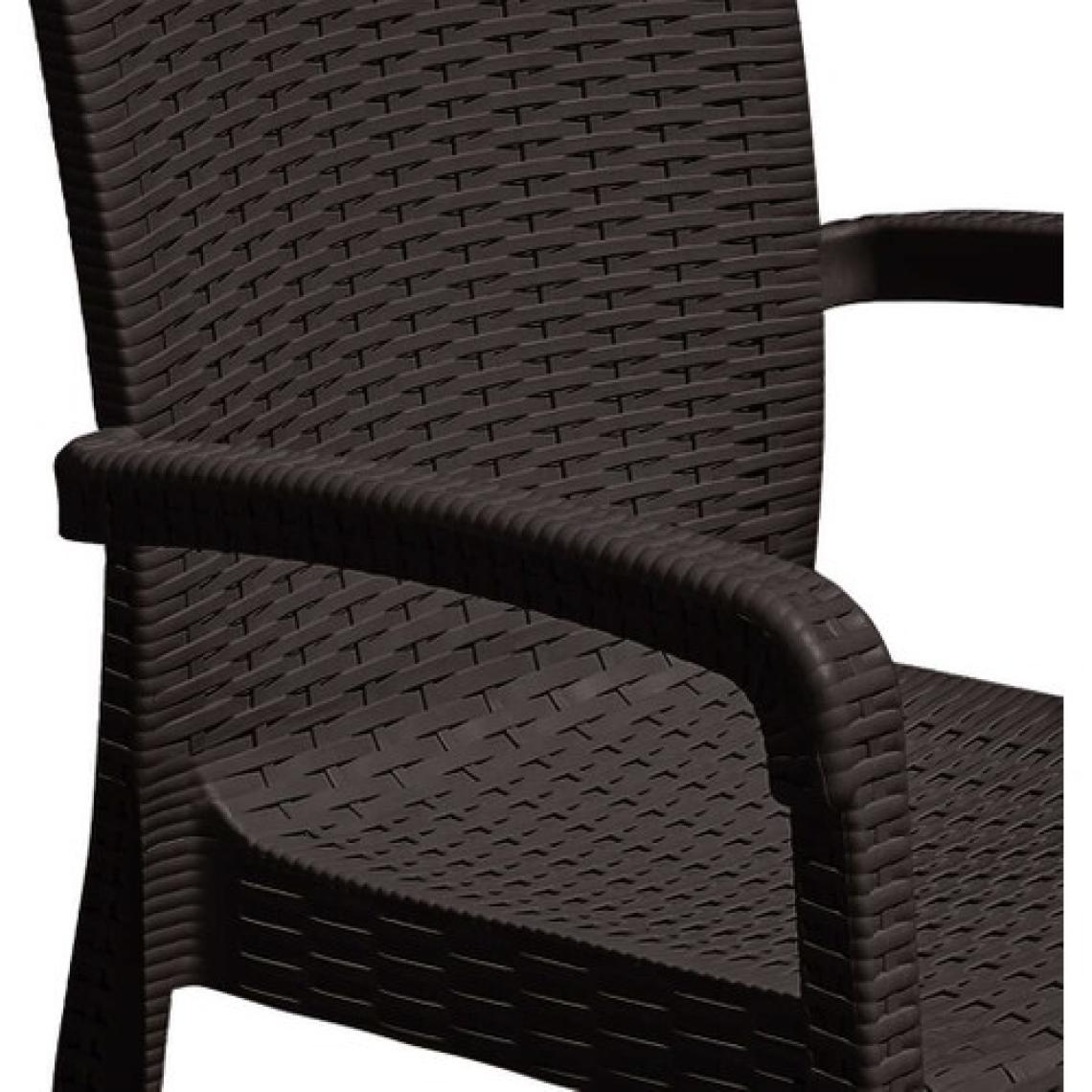 Violet Rattan 90X150CM 6lı Camsız Bahçe Mutfak Masa Takımı Kahve