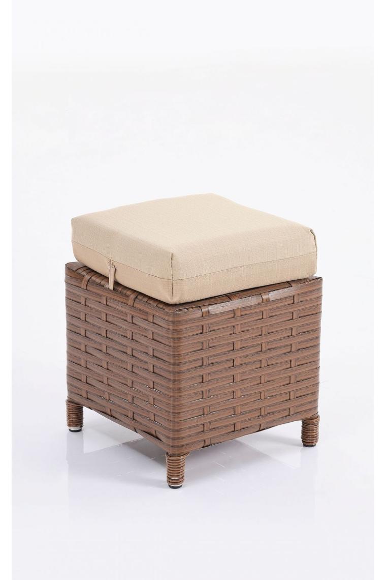 EVDEMO Eren Rattan Puflu Bahçe Balkon Takımı 3+1+1 Kahve
