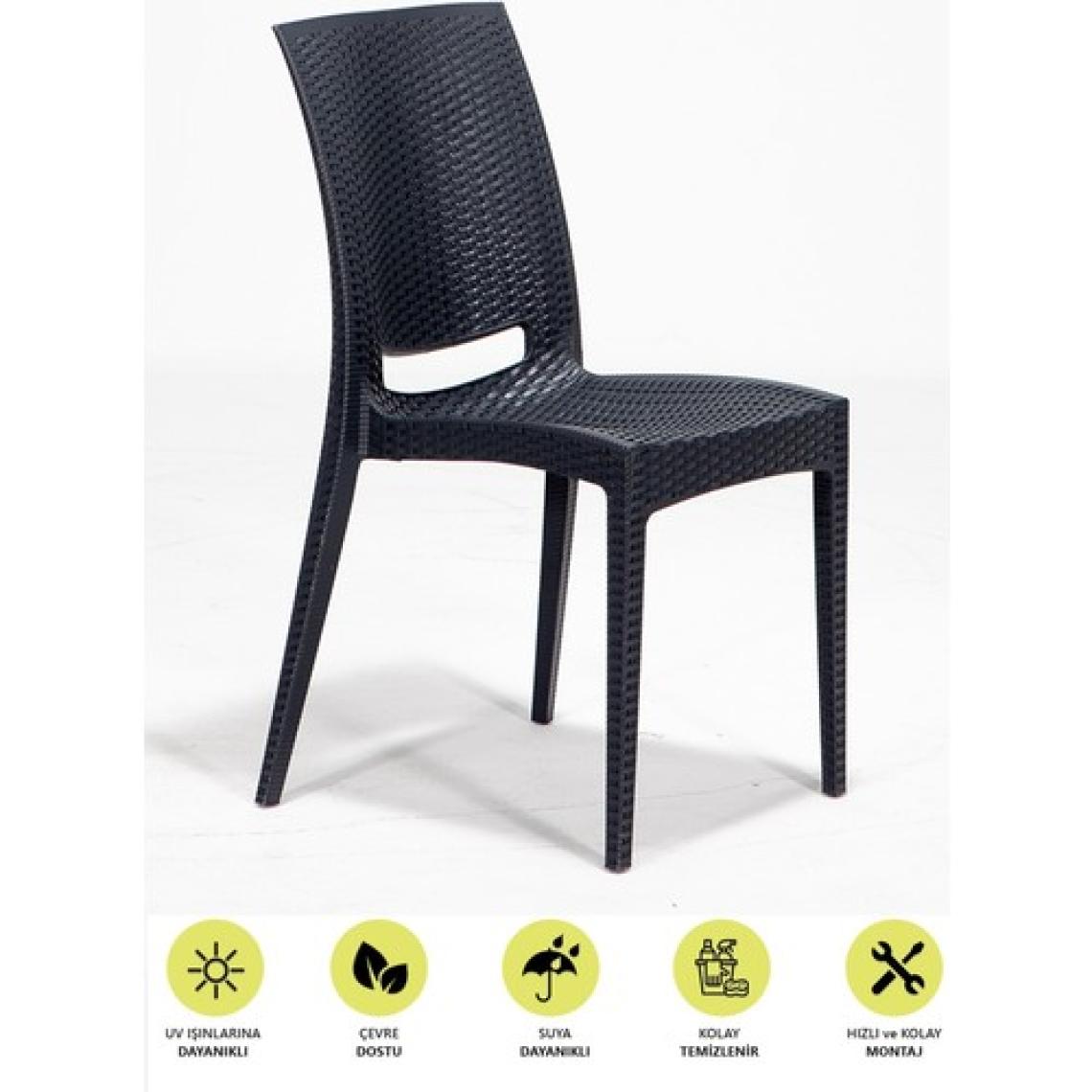 Sandalie Home Rattan 4 Kişilik Bahçe Balkon Masa Takımı - Antrasit