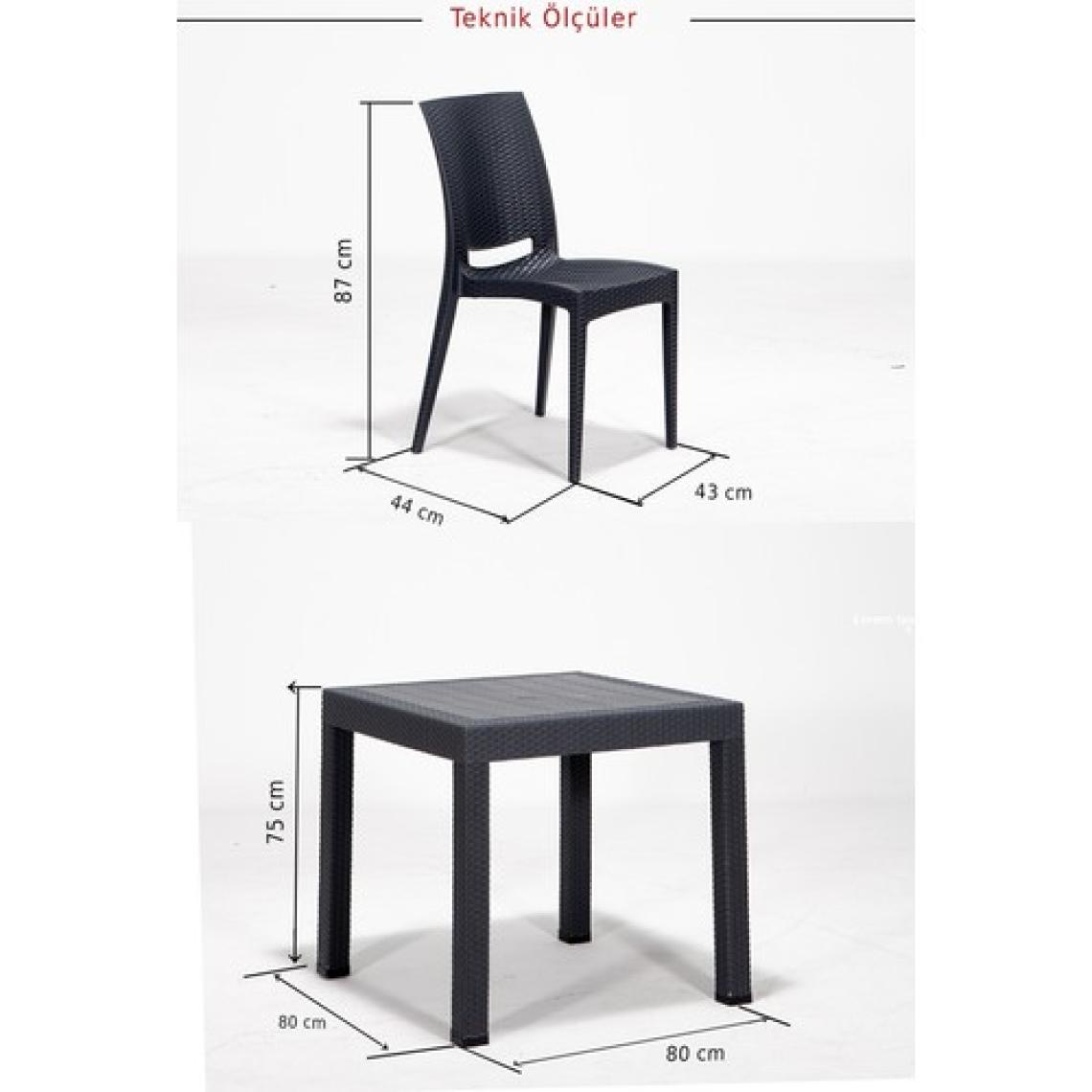 Sandalie Home Rattan 4 Kişilik Bahçe Balkon Masa Takımı - Antrasit
