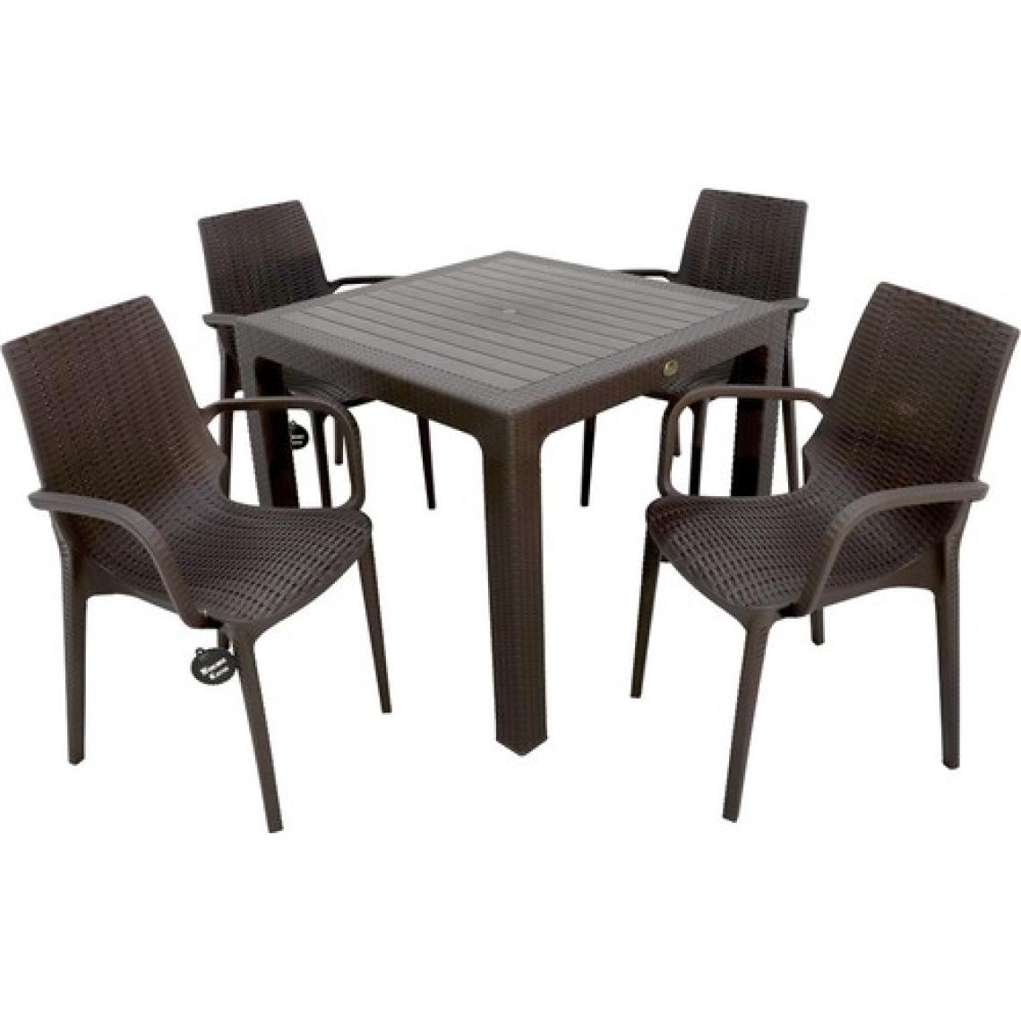 Mandella Elit Rattan 90x90 Nirvana Koltuk Masa Takımı Kahverengi