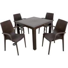 Mandella Elit Rattan 90x90 Nirvana Koltuk Masa Takımı Kahverengi