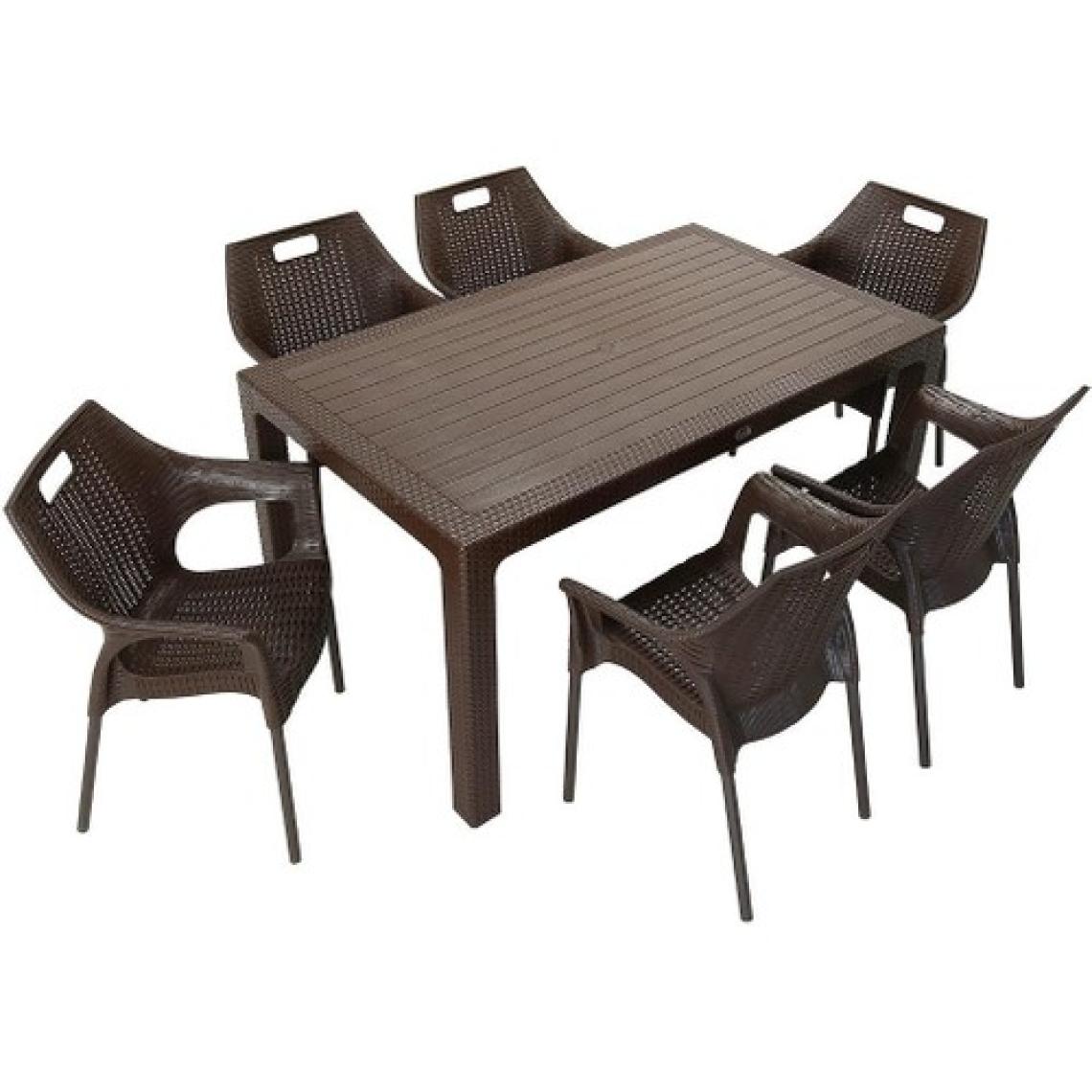Mandella Elit Rattan 90x150 Star Koltuk Masa Takımı Kahverengi