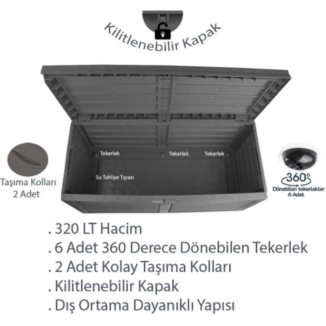 Violet Clean Garden 320 Lt Bahçe Depolama Sandığı Antrasit