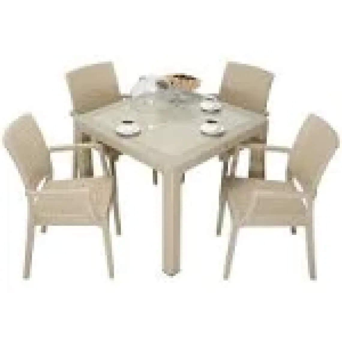Mandella Elit Rattan 90x90 Elit Koltuk Camlı Masa Takımı Çölbeji