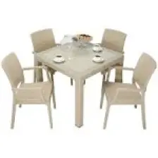 Mandella Elit Rattan 90x90 Elit Koltuk Camlı Masa Takımı Çölbeji