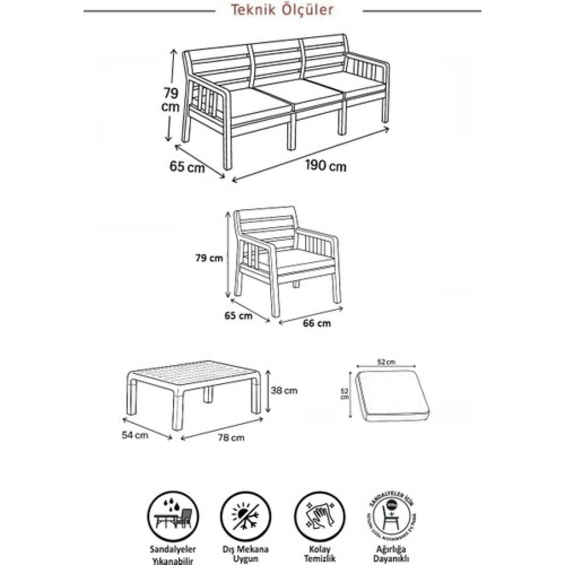 Mobetto Lara 3+1+1+S Balkon Bahçe Oturma Grubu – Beyaz