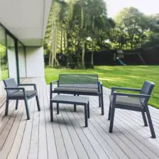 Violet Prestij 2+1+1 Antrasit 4lü Bahçe Balkon Masa Takımı