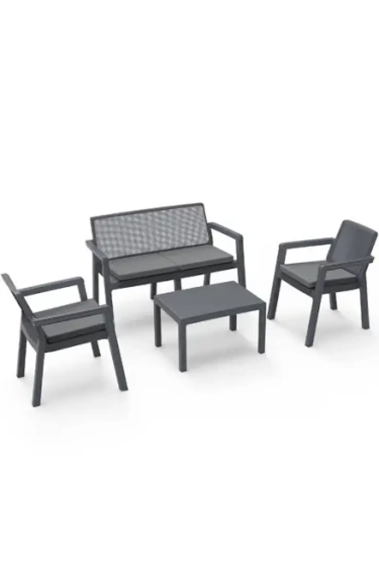 Violet Prestij 2+1+1 Antrasit 4lü Bahçe Balkon Masa Takımı