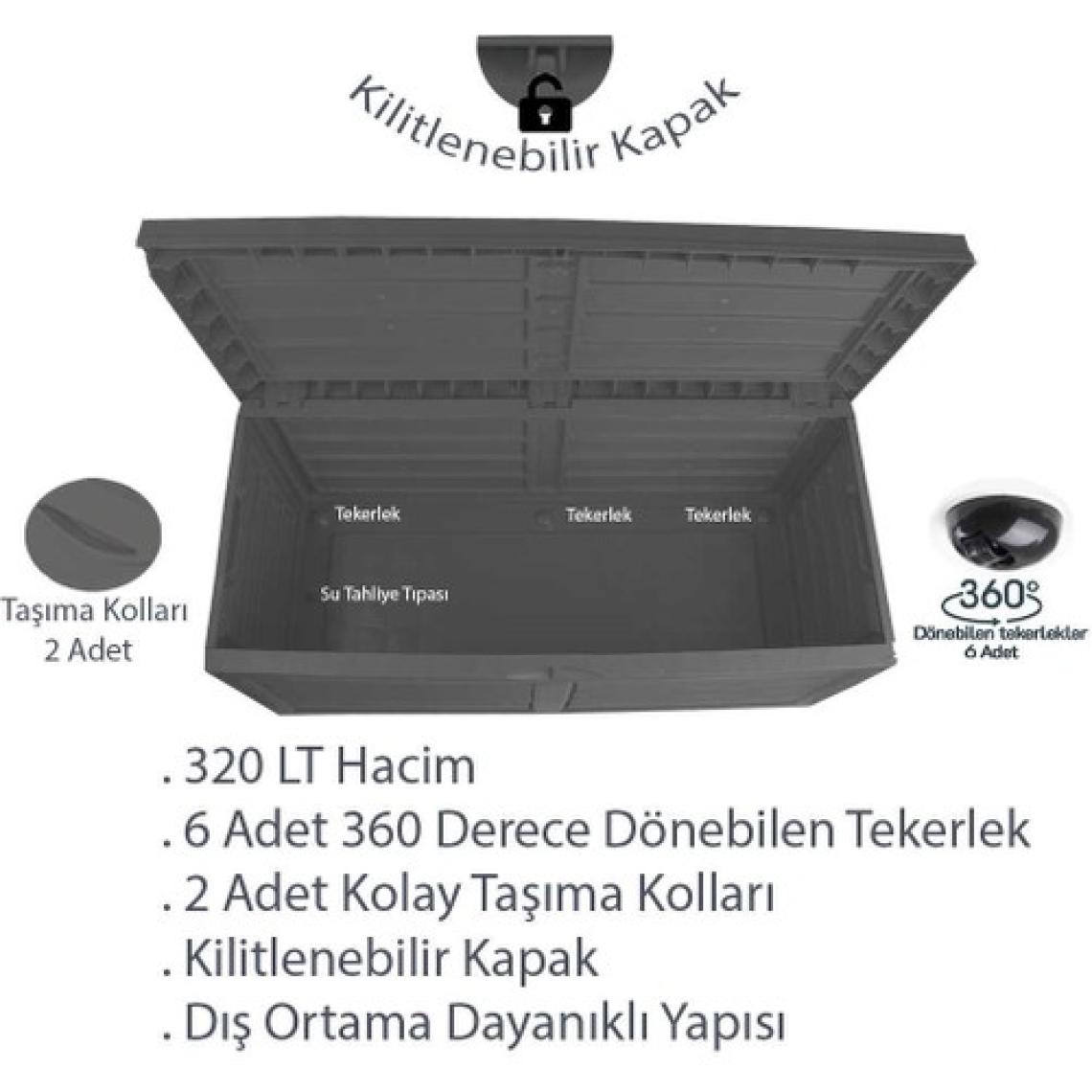 Violet Clean Garden 320 Lt Bahçe Depolama Sandığı Antrasit