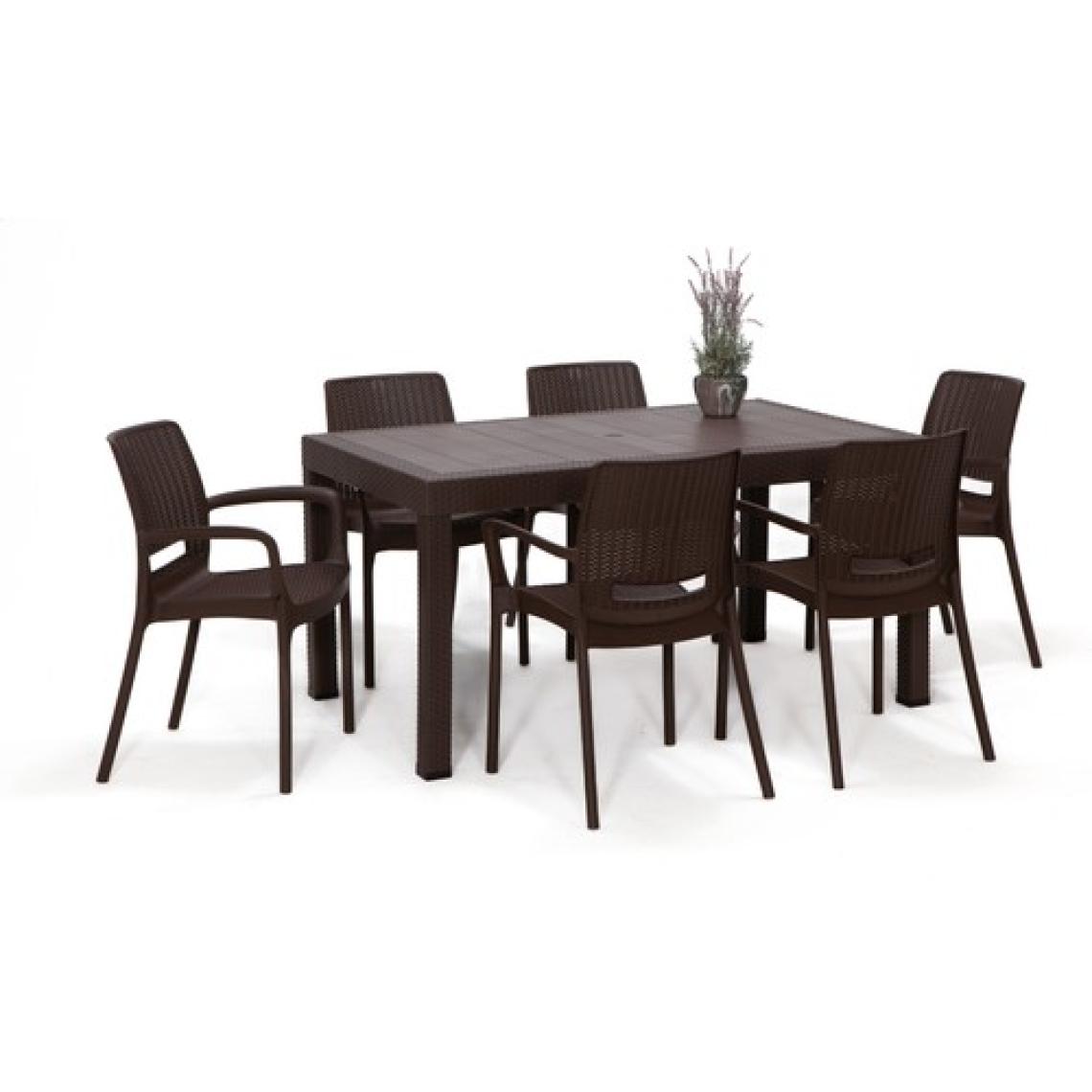 Mobetto Rattan Large Lüx Masa Takımı  Kahve