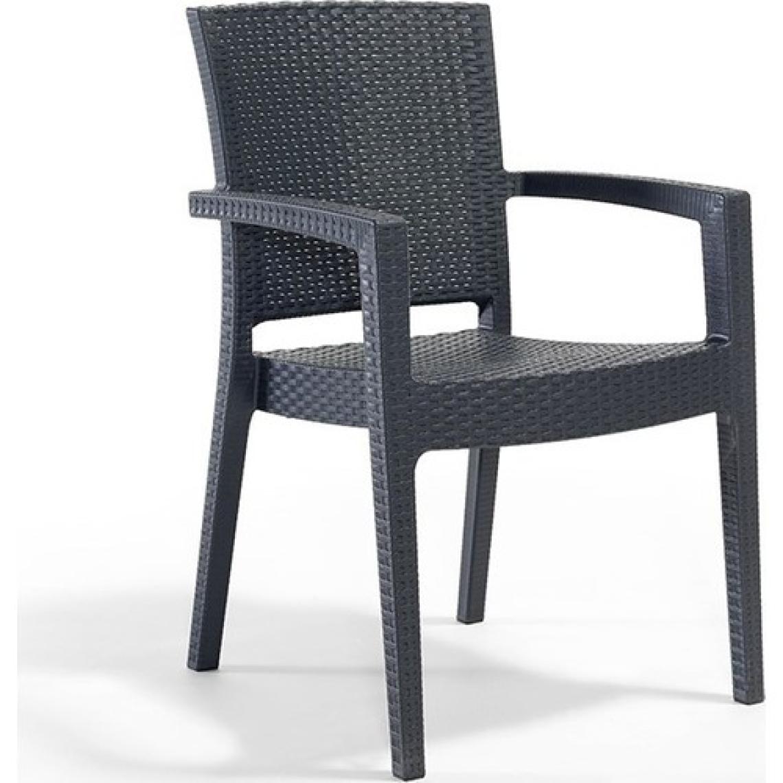 Novussi Antrasit Novussi Liverno Rattan Masa Koltuk Takımı 90X150 Camlı Masa