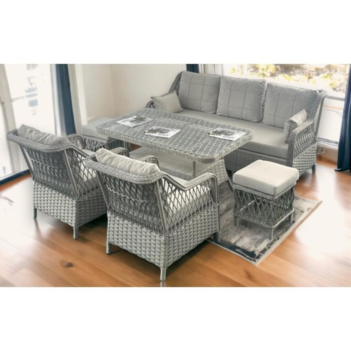 Tu Tienda PETRA Rattan 3+1+1+2puf+Masa Rattan Bahçe Balkon Mobilyası,VİZON