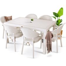 Bahex Rattan Masa Takımı 90x150 Camsız Masa 6 Kişilik Sandalye Seti Bahçe Balkon Teras Takımı
