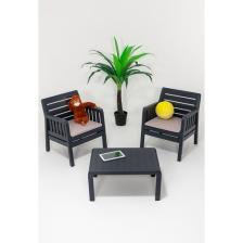 Mobetto Lara 1+1+S Bahçe Takımı Balkon - Bahçe - Teras Mobilyası / Antrasit
