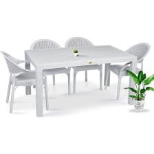 Bahex Rattan Masa Takımı 80x140 Camsız Masa 6 Kişilik Rattan Sandalye Seti Bahçe Balkon Teras Takımı