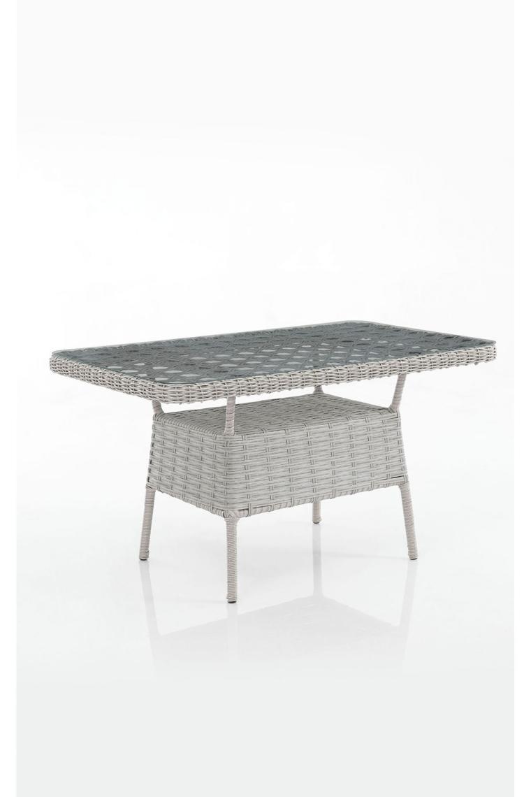EVDEMO Eren Rattan Puflu Bahçe Balkon Takımı 3+1+1 Gri