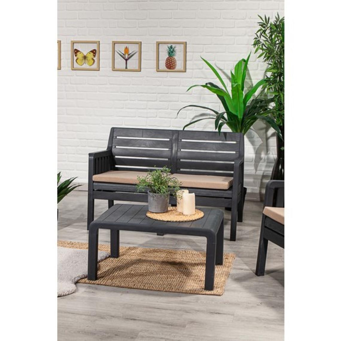 ModaLife Lara 2+1+1+S Bahçe Takımı  Balkon - Bahçe - Teras  Mobilyası / Antrasit