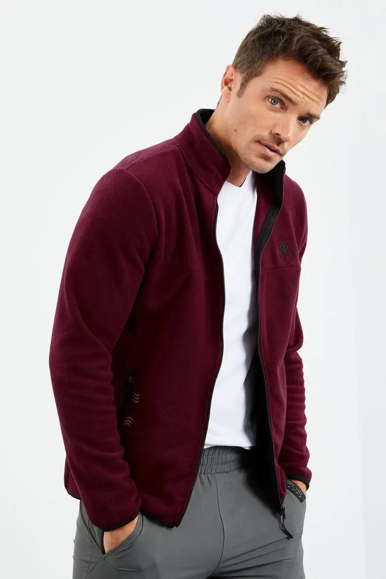 Tommy Life Zümrüt Yazı Nakışlı Dik Yaka Fermuarlı Standart Kalıp Erkek Sweatshirt Polar - 87992