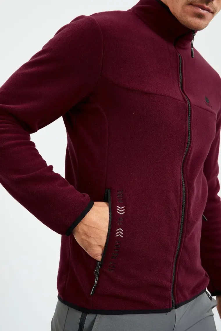 Tommy Life Zümrüt Yazı Nakışlı Dik Yaka Fermuarlı Standart Kalıp Erkek Sweatshirt Polar - 87992
