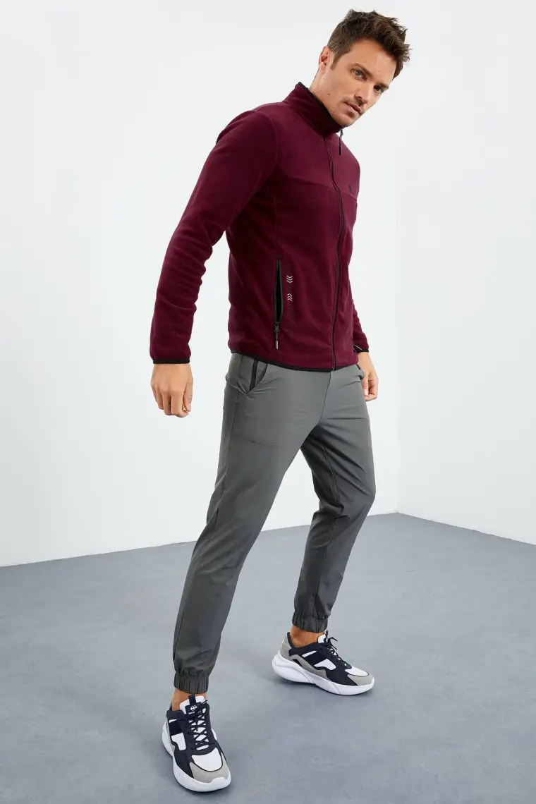 Tommy Life Zümrüt Yazı Nakışlı Dik Yaka Fermuarlı Standart Kalıp Erkek Sweatshirt Polar - 87992