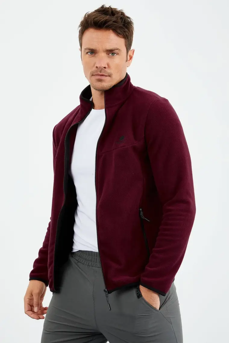 Tommy Life Zümrüt Yazı Nakışlı Dik Yaka Fermuarlı Standart Kalıp Erkek Sweatshirt Polar - 87992