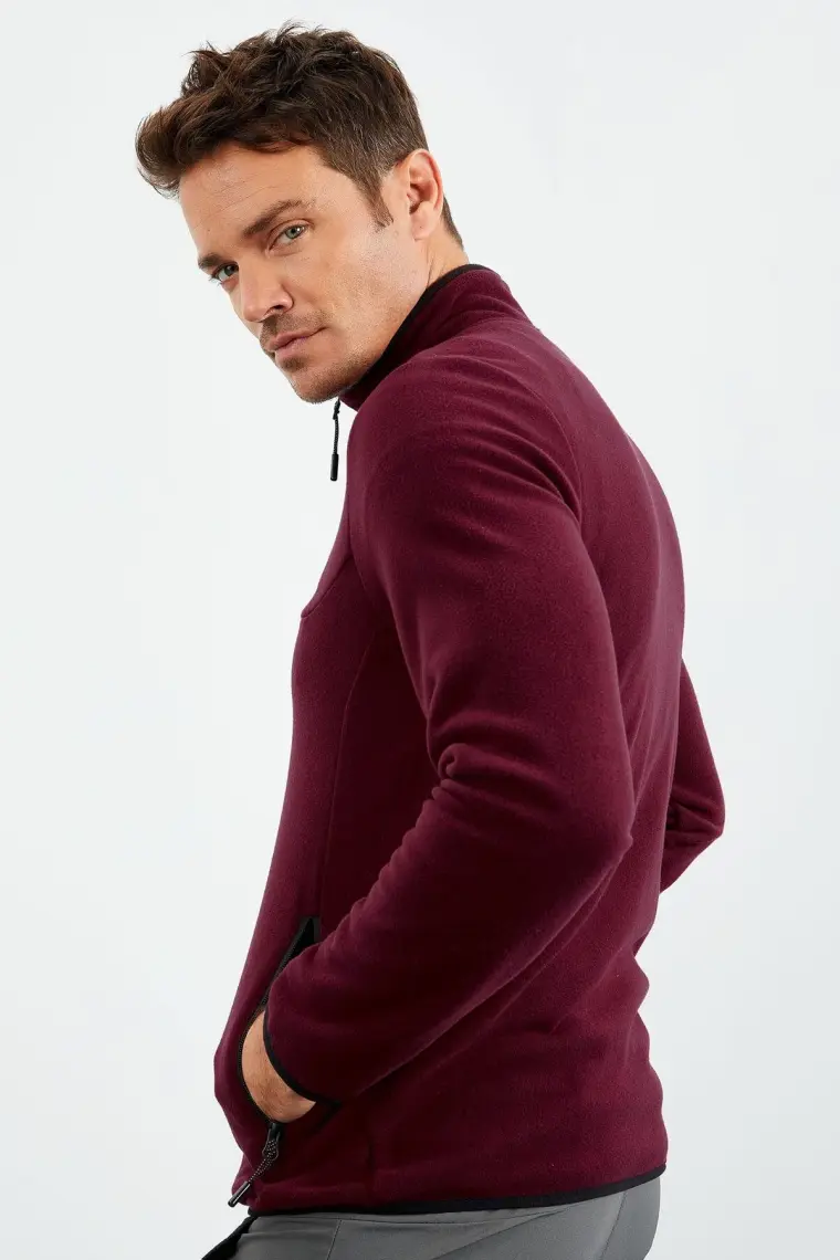 Tommy Life Zümrüt Yazı Nakışlı Dik Yaka Fermuarlı Standart Kalıp Erkek Sweatshirt Polar - 87992
