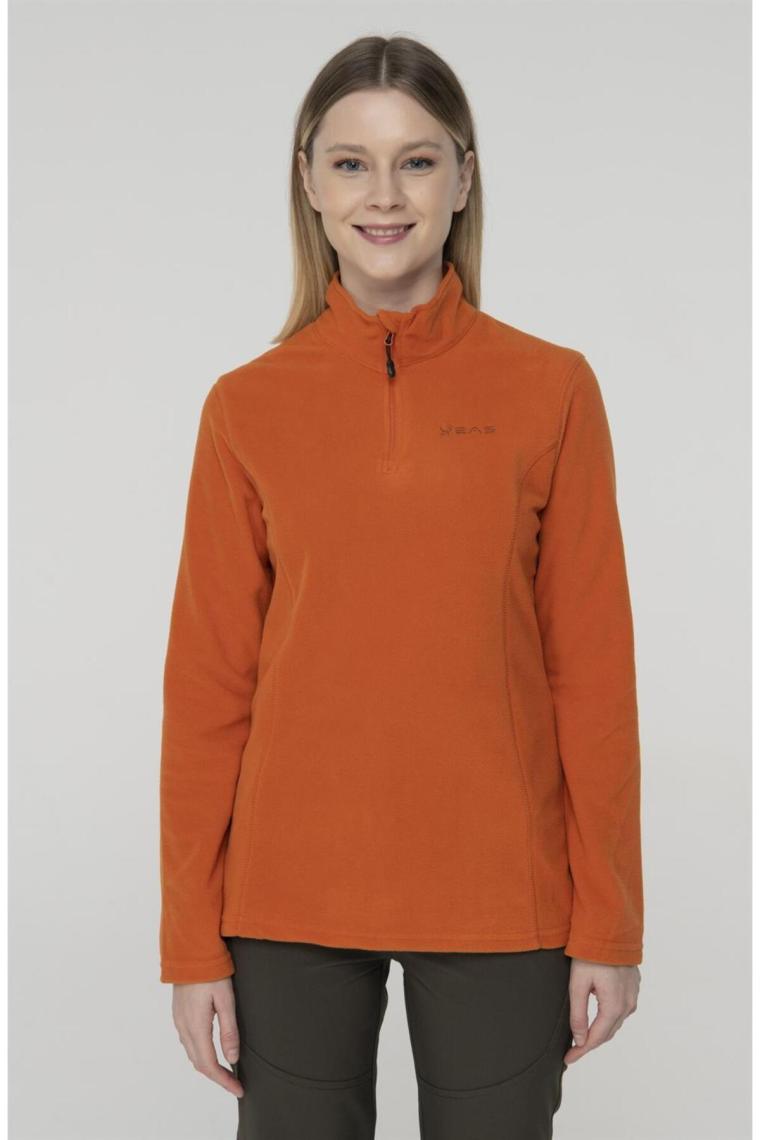 2AS Pinna Yarım Fermuarlı Kadın Polar Sweatshirt Turuncu