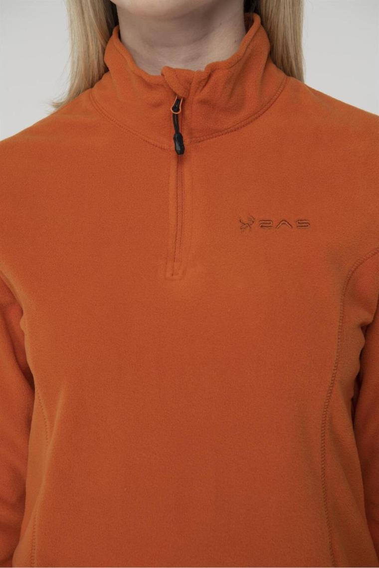 2AS Pinna Yarım Fermuarlı Kadın Polar Sweatshirt Turuncu