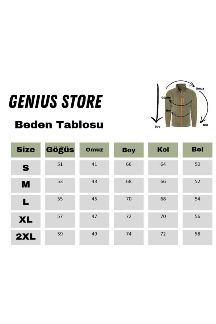 Genıus Store Kadın Polar Tam Fermuarlı Outdoor 3 Cepli Polar Ceket