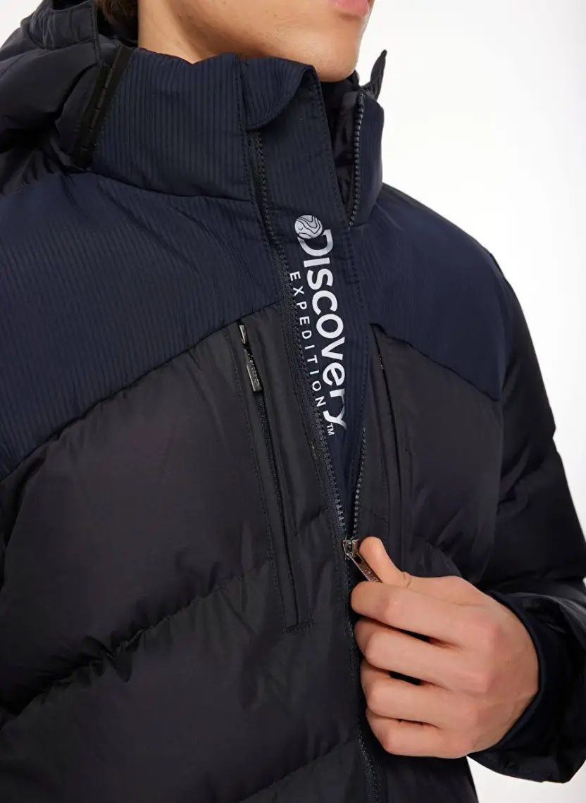 Discovery Expedition Lacivert Erkek Kapüşonlu Kapitone Mont D3WM-MNT9