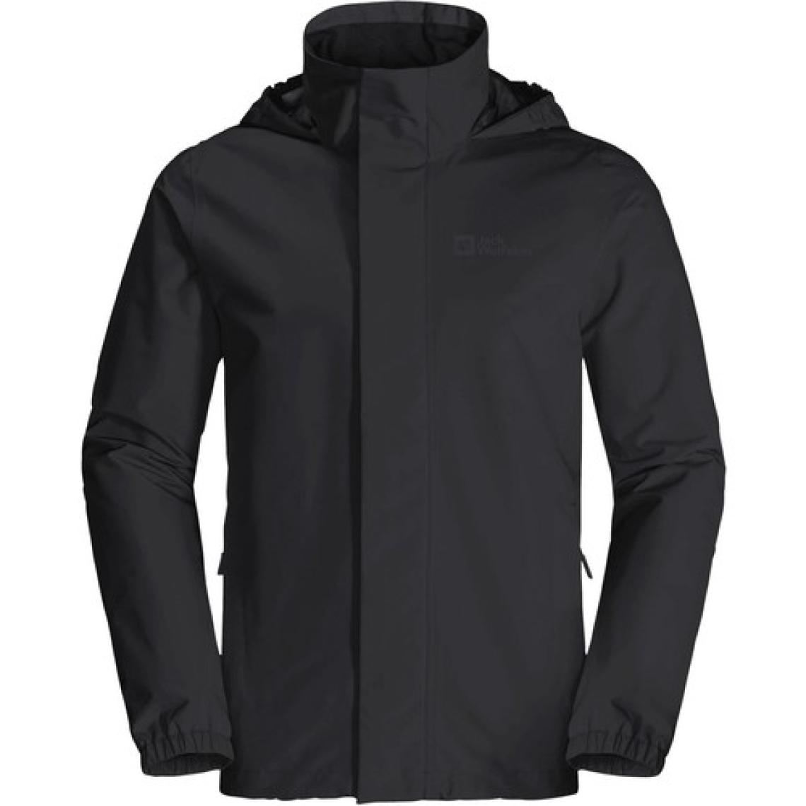 Jack Wolfskin Stormy Point 2L 1111142-6000 Kapüşonlu Siyah Erkek Outdoor Mont